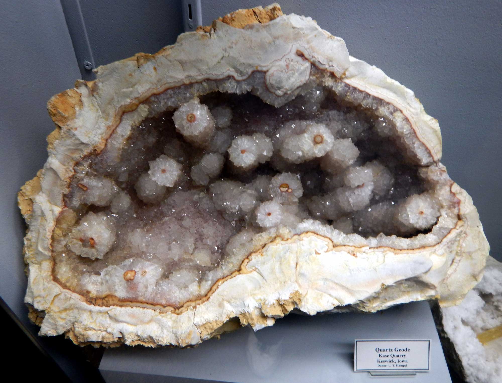 Photograph of a large geode from Iowa.