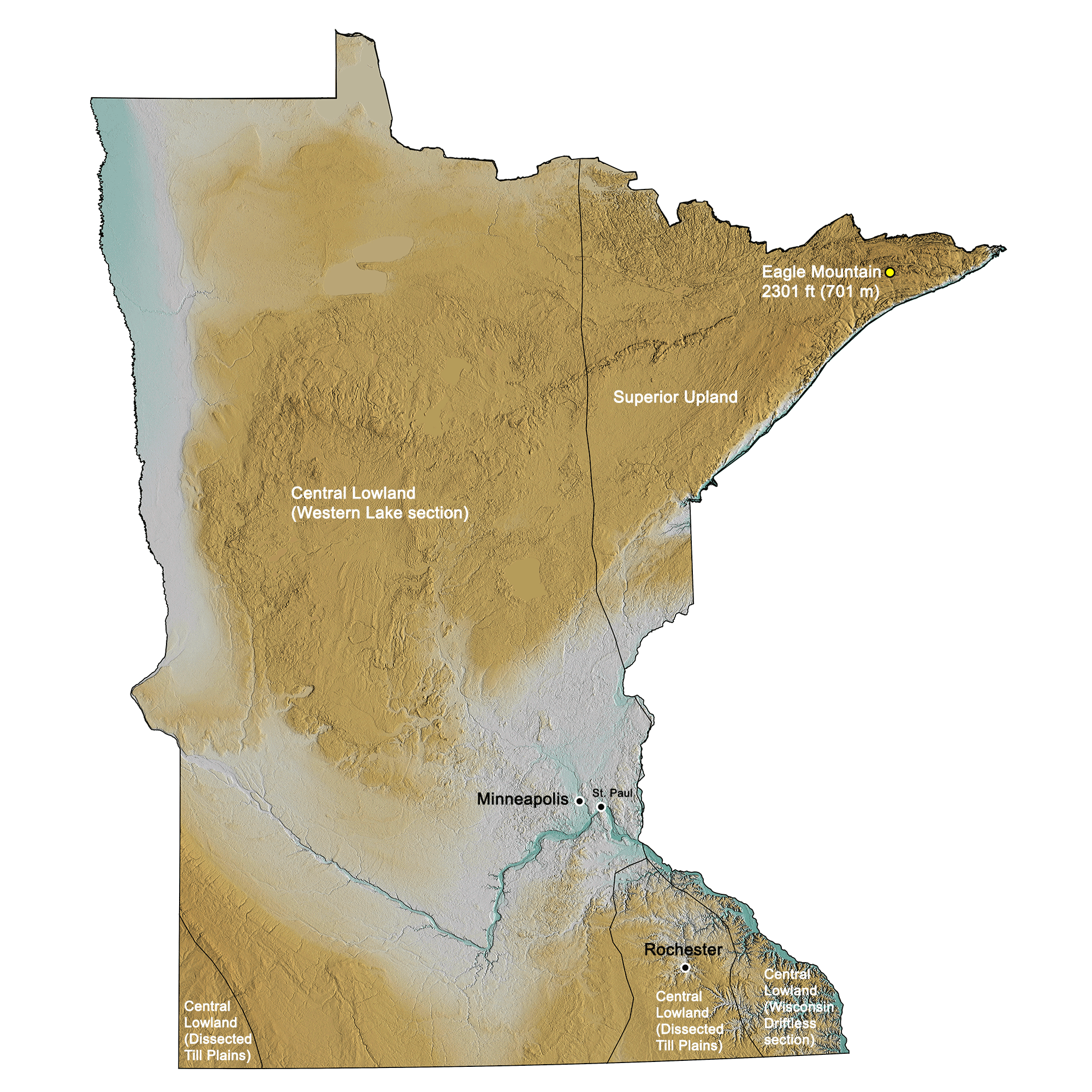 Topographic map of Michigan.