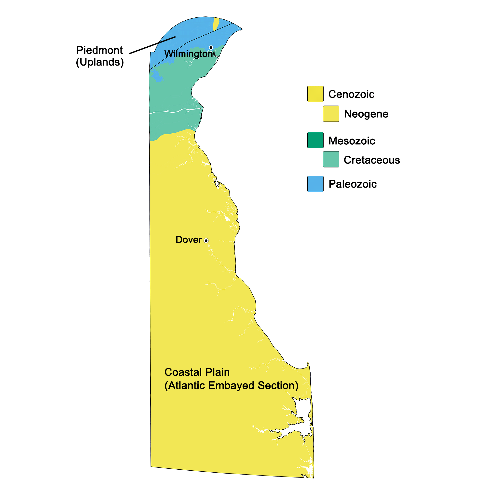 Geologic map of Delaware.