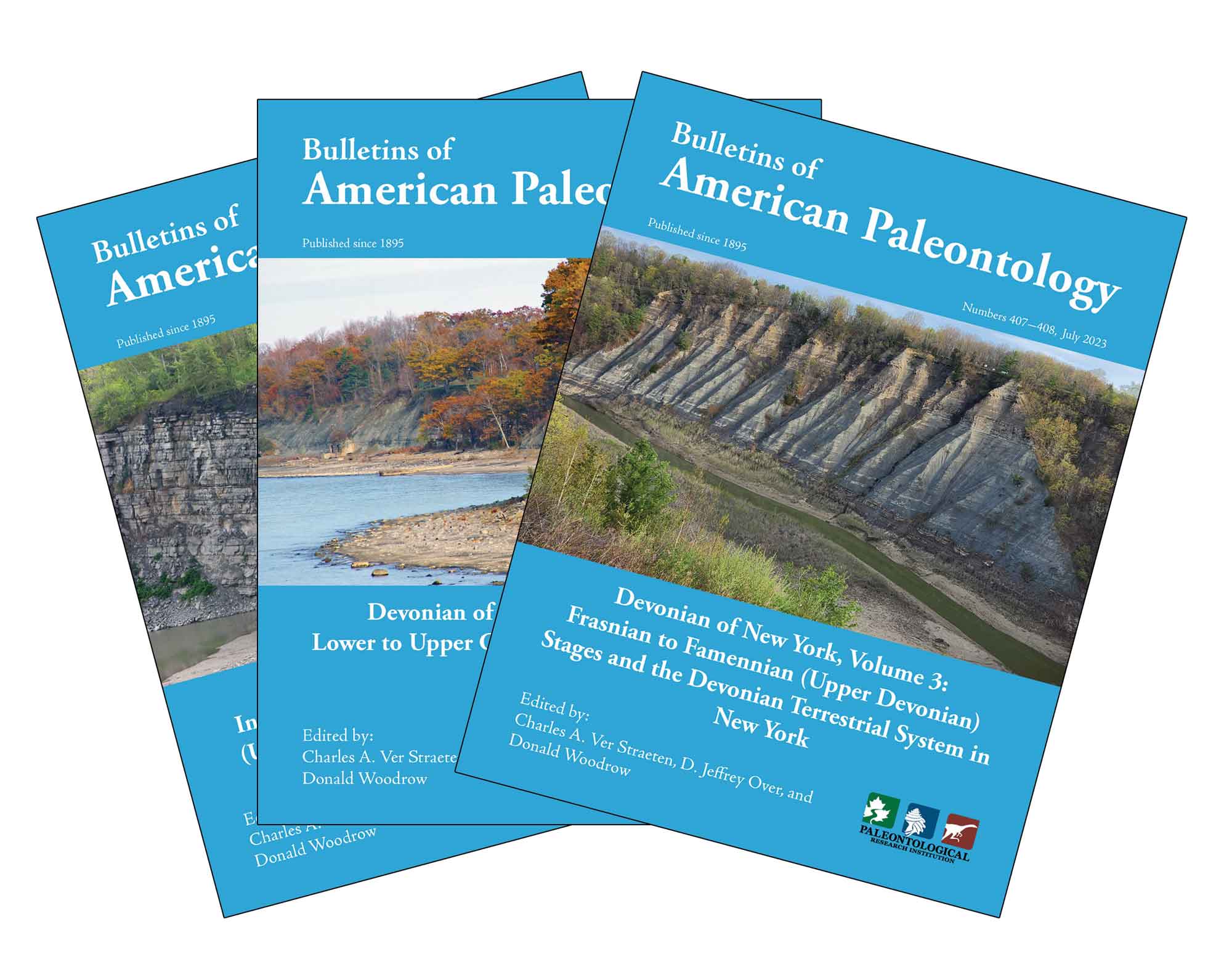 Covers of the three volumes of the Devonian of New York.