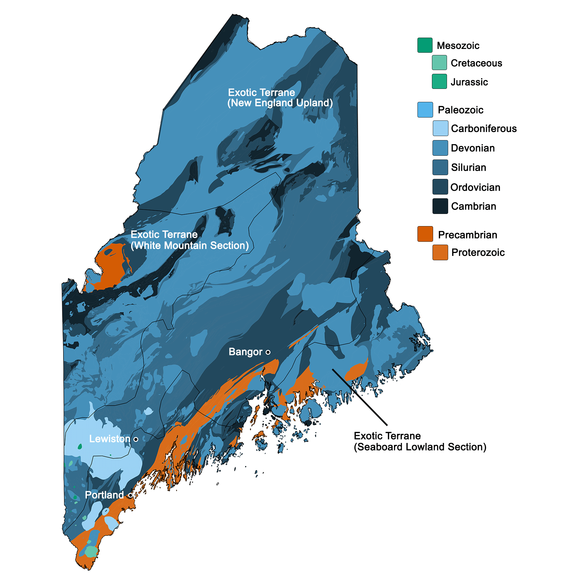 Geologic map of Maine.