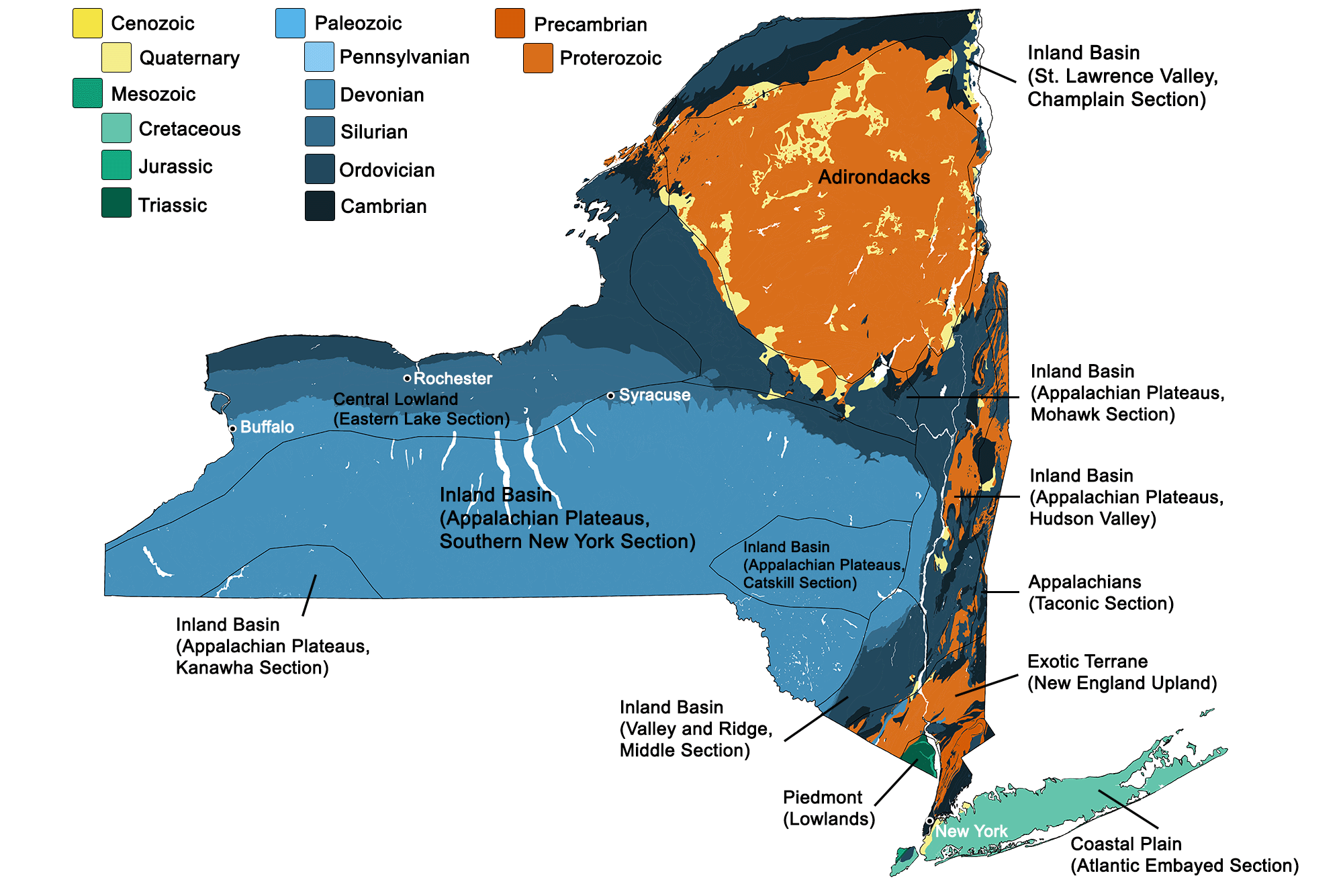 Geologic map of New York.