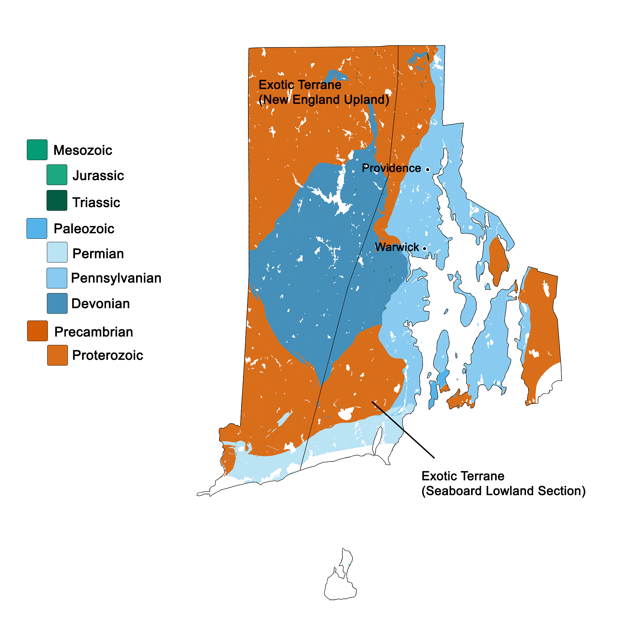 Geologic map of Rhode Island.