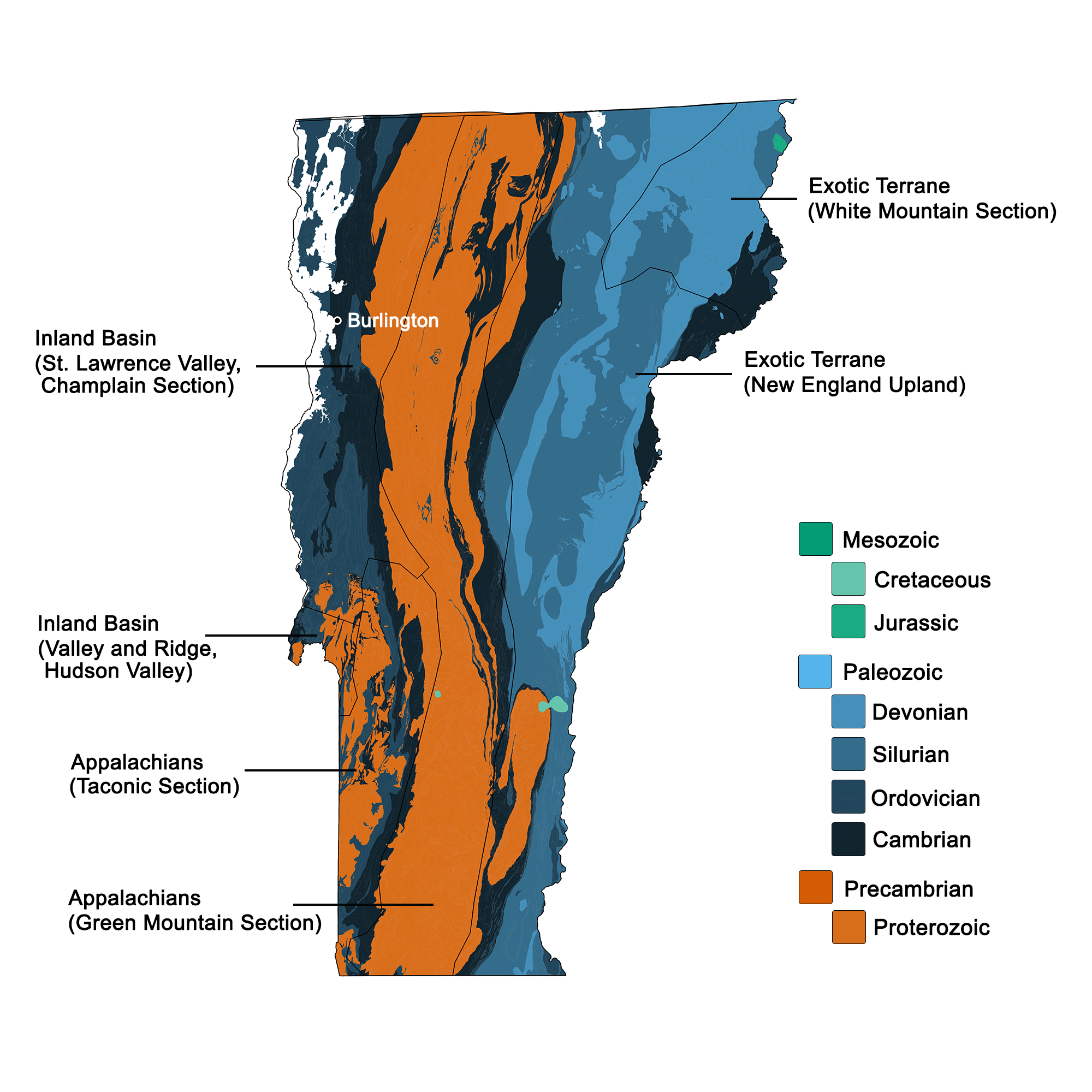 Geologic map of Vermont.