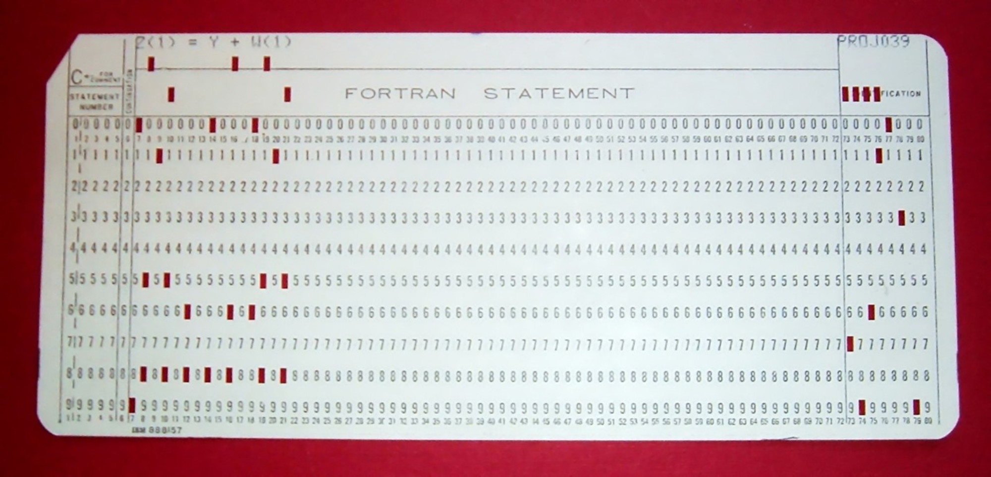 Photo of a punch card from an old computing system