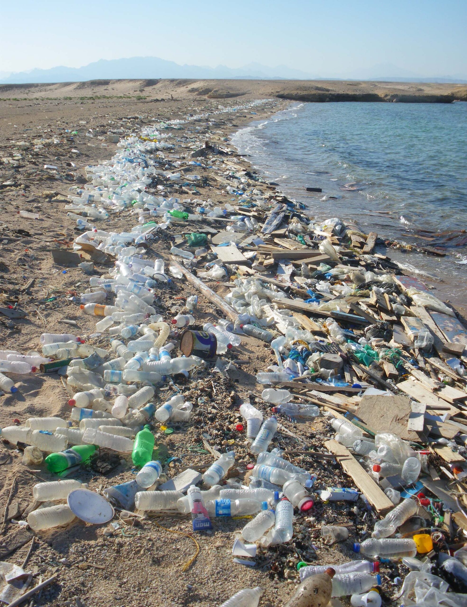 Photo of plastic polluted beach in Egypt.